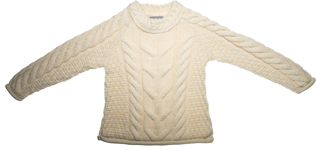 Kids Pure Wool Aran Sweater - Made in Ireland